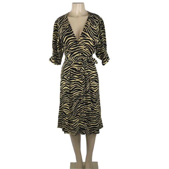 Faithfull The Brand Rafa Midi Dress Amaia Zebra - Picture 2 of 10